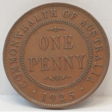 AUSTRALIA 1925 . ONE 1 PENNY . FULL CENTRE DIAMOND